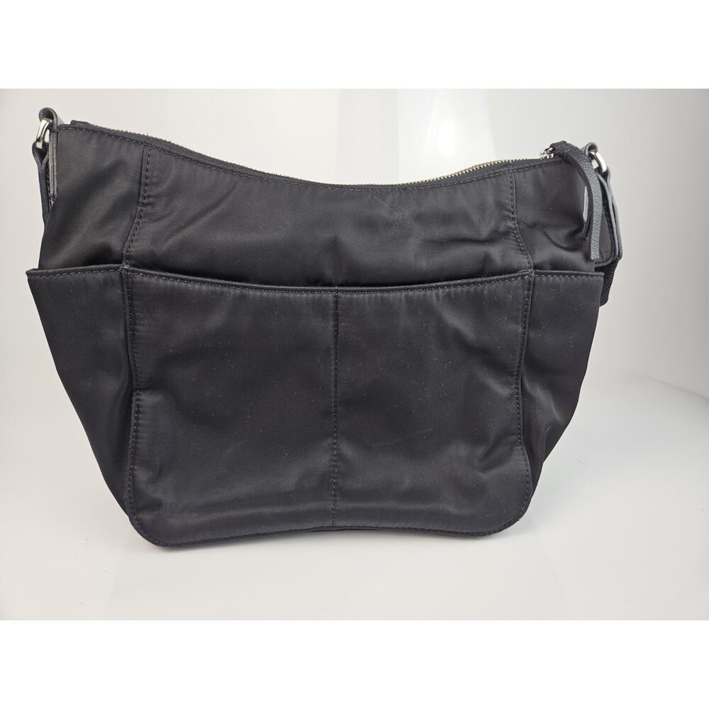 Vtg Brighton‎ Tony Black Nylon & Leather Crossbody Shoulder Front Organizer - Picture 6 of 9
